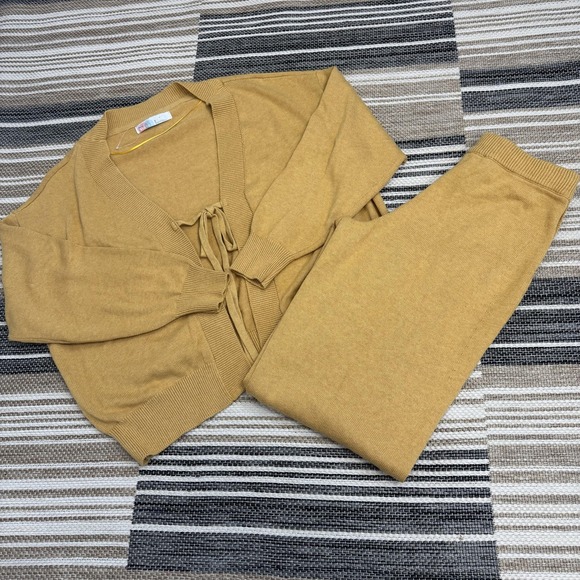 Free People Pants - Free People FP‎ Beach Solar Sweater Pants Set Women's 2 Piece Knit Gold Heather
